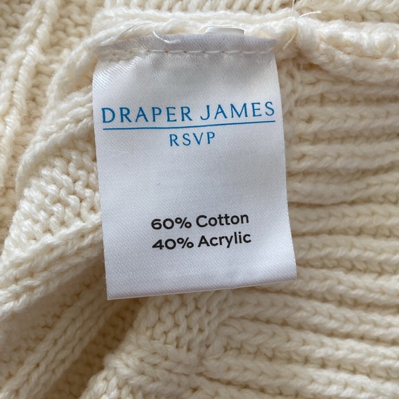 Draper James RSVP Ivory Ruffled Scallop Hem Cable Knit Sweater, XXL - Picture 9 of 10